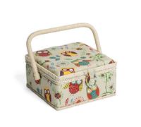 Hobby Gift Mrs 9 Esclusiva Piccola Cucito, Scatola portaoggetti Artigianale, Vassoio per Accessori, puntaspilli, Manico in PVC, 20 x 20 x 11 cm, Gufo