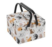 Hobby Gift Grande scatola portaoggetti per cucito, doppio coperchio, 25 x 25 x 17 cm, Gatti