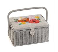 Hobby Gift Scatola da cucito media, coperchio ricamato, fiori di campo