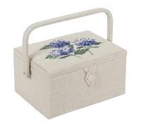 Hobby Gift Esclusiva scatola da cucito media, scatola portaoggetti artigianale, vassoio per accessori, puntaspilli, manico in PVC, 18,5 x 25,5 x 14,5 cm, Hydrangea
