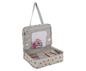 Hobby Gift Valigetta per progetti - Borsa portaoggetti per lavori a maglia, cucito, per lezioni e viaggi, 3 inserti in plastica per accessori e organizzazione - 100% cotone 34 x 28 x 12 cm - Api