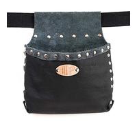 Hobby Grande - Borsa in Vera Pelle, Colore Nero, Rivetti Cromati, Cintura Inclusa