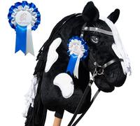 Hobby Horse Land A3 Pie Noir Black Diamond con rete glitterata, cavallo bianco e nero con flot, per bambini e ragazzi