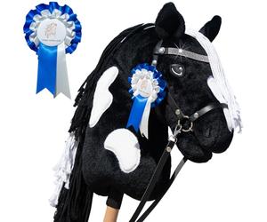 Hobby Horse Land A3 Pie Noir Black Diamond con rete glitterata, cavallo bianco e nero con flot, per bambini e ragazzi
