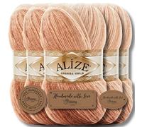 Hobby YARN 3 etichette con Alize Angora Gold Batik Lana Premium 5 x 100 g come set, Yarn, filato, lana vergine, gradiente, filato per lavorare a maglia, abbigliamento (8057)