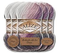 Hobby YARN 3 etichette con Alize Angora Gold Batik Lana Premium 5 x 100 g come set, Yarn, filato, lana vergine, gradiente, filato per lavorare a maglia, abbigliamento (1986)