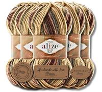 Hobby YARN 3 etichette con Alize Superlana Maxi Batik Lana Premium 5 x 100 g come set | Yarn| Filato per lavorare a maglia con sfumatura di colore per bambini (7804)
