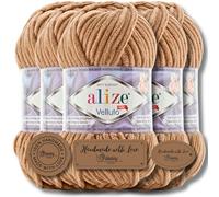 Hobby YARN 3 etichette con Alize Velluto lana Premium 5x100g come set, ciniglia lana spessa per uncinetto tinta unita Bulky Amigurumi Baby lana coccolosa lana infeltrita (199)