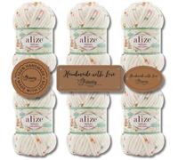 Hobby YARN 3 etichette con Alize Velluto Mini lana Premium 3 x 100 g come set, ciniglia spessa per uncinetto, tinta unita, colore Bulky Amigurumi (6, 8110)