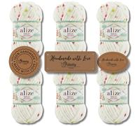 Hobby YARN 3 etichette con Alize Velluto Mini lana Premium 6 x 100 g come set, ciniglia spessa per uncinetto, tinta unita, colore Bulky Amigurumi (6, 8114)