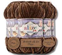 Hobby YARN 3 etichette con lana Alize Velluto Premium 5 x 100 g come set, ciniglia lana spessa per lavorare all'uncinetto, tinta unita, Bulky Amigurumi Baby lana coccolosa lana per infeltrimento (493)