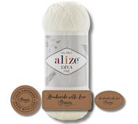 Hobby YARN 3 etichette per etichette con lana Alize Diva fine, 1 set da 100 g, filato, Yarn, filo per maglieria, tinta unita, per bambini, accenti, accessori, per uncinetto, maglia e abbigliamento