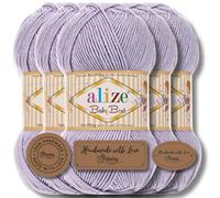 Hobby YARN 3x Etichette con Alize Baby Best Batik 5x 100g come Set | Antipilling Lana per Bambini in Acrilico Tinta Unita & Batik Filato per Maglia e Uncinetto con Sfumature di Colore (Glicine | 682)