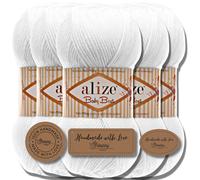 Hobby YARN 3x Etichette con Alize Baby Best Batik 5x 100g come Set | Antipilling Lana per Bambini in Acrilico Tinta Unita & Batik Filato per Uncinetto e Maglia con Sfumature di Colore (Bianco | 55)