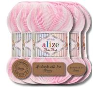 Hobby YARN 3x Etichette con Alize Baby Best Batik 5x 100g come Set, Lana Antipilling per Bambini in Acrilico Tinta Unita & Batik per Uncinetto e Maglia con Sfumature di Colore (6660)