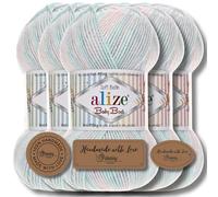 Hobby YARN Alize Baby Best - 3 etichette per etichette con lana Alize Baby Best Premium, 5 x 100 g, in acrilico, per lavorare a maglia e uncinetto (6623)