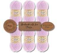 Hobby YARN Alize Baby Best - 3 etichette per etichette con lana Alize Baby Best Premium, 6 x 100 g, in acrilico, per lavorare a maglia e uncinetto (27 - lilla)