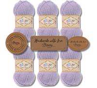 Hobby YARN Alize Baby Best - 3 etichette per etichette con lana Alize Baby Best Premium, 6 x 100 g, in acrilico, per lavorare a maglia e uncinetto (682 - lilla chiaro)