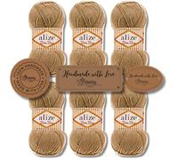 Hobby YARN Alize Baby Best - 3 etichette per etichette con lana di alta qualità, 6 x 100 g, in acrilico, tinta unita e batik, per uncinetto e maglia (368 - tela beige)