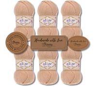 Hobby YARN Alize Baby Best - 3 etichette per etichette con lana di alta qualità, 6 x 100 g, in acrilico, tinta unita e batik, per uncinetto e maglia (382 - Light Peach)