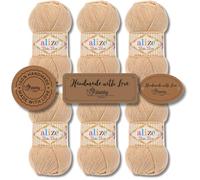 Hobby YARN Alize Baby Best - 3 etichette per etichette con lana di alta qualità, 6 x 100 g, in acrilico, tinta unita e batik, per uncinetto e maglia (310 - Hony)