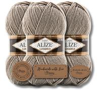 Hobby YARN Alize Lanagold - 3 etichette per etichette con lana di alta qualità, 3 x 100 g, in tinta unita, per bambini, per uncinetto, vestiti, sciarpe (990)