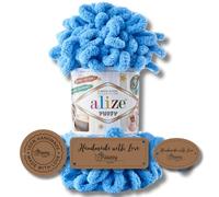 Hobby YARN Alize Puffy - 3 etichette per etichette con lana di alta qualità, 1 x 100 g, in ciniglia, morbido, tinta unita, per bambini, per lavori a maglia (blu - 289)