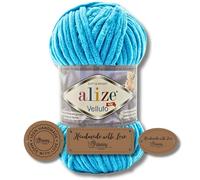 Hobby YARN Alize Velluto 1 x 100 g con 3 etichette in lana turca spessa per uncinetto (Ocean | 16)
