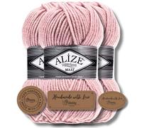 Hobby YARN Set - Alize Superlana Maxi 3x 100g lana grossa per sciarpe e cappelli & 3 etichette in ecopelle PU, filato chunky caldo, ideale per maglia e uncinetto (161)