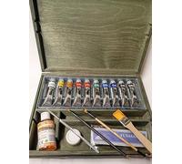 HobbyCity Maimeri Set Professionale Pittura, Valigetta in Legno con 10 Colori Olio Classico Extrafine da 20ml, Pennelli in Martora, Fusaggine e Accessori per Belle Arti (OlioClassico)