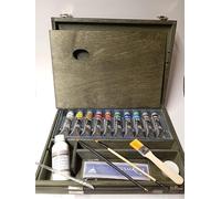 HobbyCity Maimeri Set Professionale Pittura, Valigetta in Legno Retrò con 10 Colori Acrilici Policolor Extrafine 20ml, Pennelli in Martora, Fusaggine e Accessori per Belle Arti (AcrilicoPolicolor)