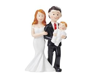 Hobbyfun Figura decorativa per coppia di sposi con bambino, ca. 8 cm
