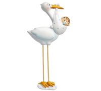 Hobbyfun Figura decorativa per la nascita di un ragazzo: cicogna, poliresina, 95 mm