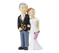Hobbyfun Goldpaar 50 anni, decorazione per torta nuziale, 8,5 cm