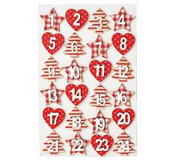 Hobbyfun - Mini set di numeri in legno da 1 a 24, circa 35 mm, colore: bianco e rosso