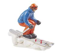 Hobbyfun Sciatore 9,5 cm - Figurina di Sciatore - Bianco, Blu, Rosso