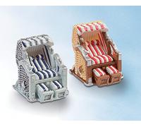 Hobbyfun - Soprammobile a forma di poltrona da spiaggia, 3,5 x 3,5 cm, colore: bianco/blu