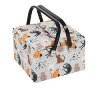 Hobby Gift Grande scatola portaoggetti per cucito, doppio coperchio, 25 x 25 x 17 cm, Gatti