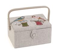 Hobbygift Cucito Scatola (M) - Ricamato Coperchio - Uccelli Su Bobina -