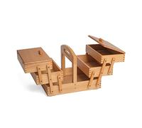 HobbyGift GB8450 Scatola di Legno per Cucito, Artigianato e Hobby, Mid Shade Wooden, 23 x 31 x 25,2cm (Aperto: 23 x 73 x 22,5cm)
