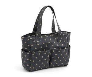 HobbyGift MRB Esclusiva Borsa portaoggetti Artigianale, Cotone PVC, Polka DOT Carbone, 13 x 36 x 31cm