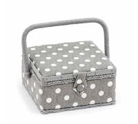 Hobbygift Piccolo Scatola da Cucito - Quadrato - Grigio Lino a Pois -