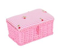 HobbyGift Scatola Cucito In Paniere Di Midolla Piccola - Ciliegie Ricamate