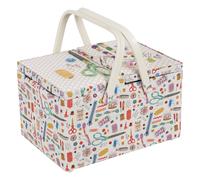 Hobbygift Scatola da Cucito (L) Doppio Coperchio Appliqué & Ricamato Haby
