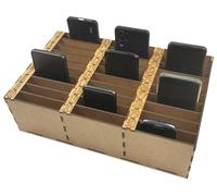 HobbyHold Custodia per cellulare con 30 scomparti numerati - Porta cellulare in legno per aule, formazione e seminari - Scatola portaoggetti per smartphone - Pronta assemblata, organizzatore