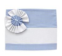 hobbymio.it Lenzuolo Culla da ricamare a Punto Croce, Tela Aida, Lenzuolo Carrozzina 3 pz, Quadretti Azzurro