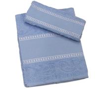 hobbymio.it Set Asciugamano con Ospite da ricamare a Punto Croce, Salvietta più Ospite con Tela Aida, Asciugamano bagno 50x100cm più Opite 30x50cm (07 Azzurro)