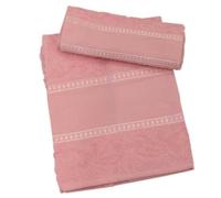 hobbymio.it Set Asciugamano con Ospite da ricamare a Punto Croce, Salvietta più Ospite con Tela Aida, Asciugamano bagno 50x100cm più Opite 30x50cm (05 Rosa)