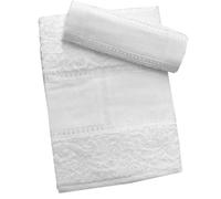 hobbymio.it Set Asciugamano con Ospite da ricamare a Punto Croce, Salvietta più Ospite con Tela Aida, Asciugamano bagno 50x100cm più Opite 30x55cm (01 Bianco)