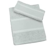 hobbymio.it Set Asciugamano con Ospite da ricamare a Punto Croce, Salvietta più Ospite con Tela Aida, Asciugamano bagno 50x100cm più Opite 30x50cm (26 Grigio)